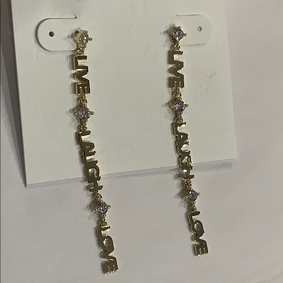 Anna & Ava Gold SPARKLY “LIVE•LAUGH•LOVE” Earrings - Picture 3 of 8